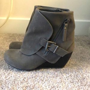 Gray Wedge Booties